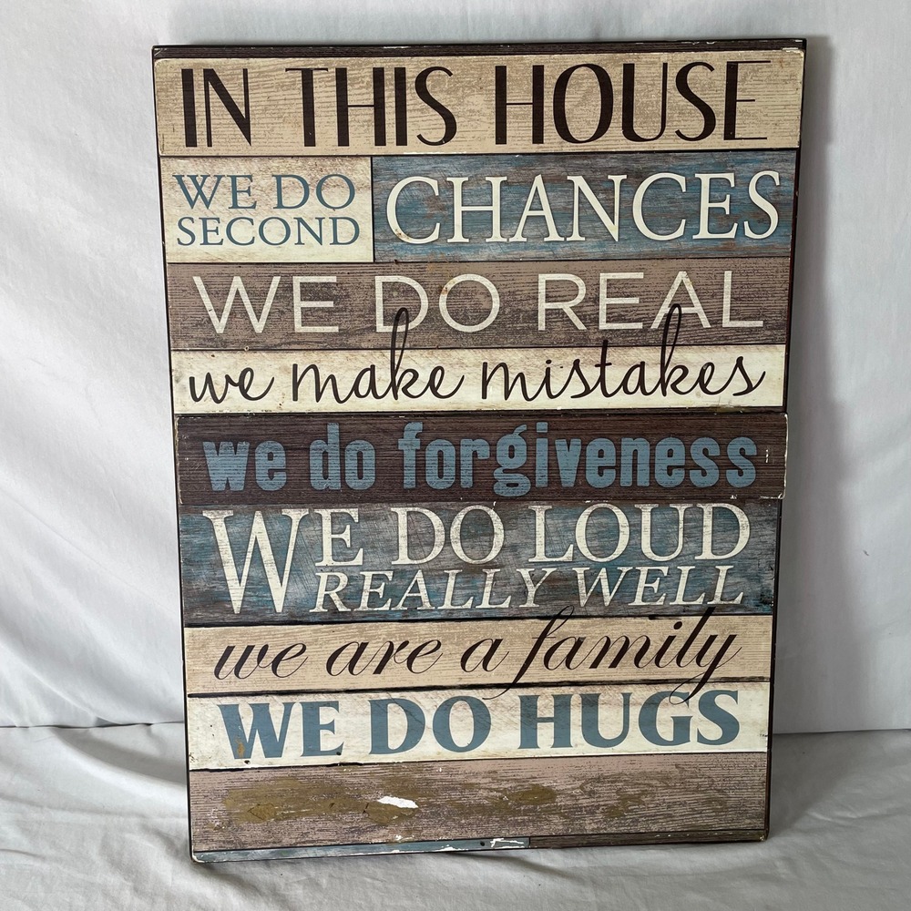 In This House Wood Wall Decor‎ Sign 23x15" - Rustic Family Rules Home Accent